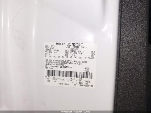 Ford F-150 Xl 2014 1FTNF1CF5EKG50058 Image 9