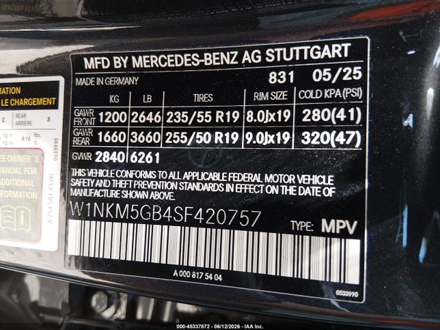 Aukcja sprzedaży 2025 Mercedes-benz Glc 350e 4matic, vin: W1NKM5GB4SF420757, numer aukcji: 45337872