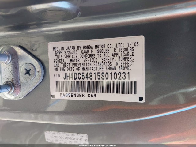Aukcja sprzedaży 2005 Acura Rsx, vin: JH4DC54815S010231, numer aukcji: 45337882