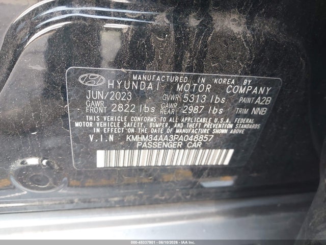 45337901 :رقم المزاد ، KMHM34AA3PA048857 vin ، 2023 Hyundai Ioniq 6 Sel مزاد بيع