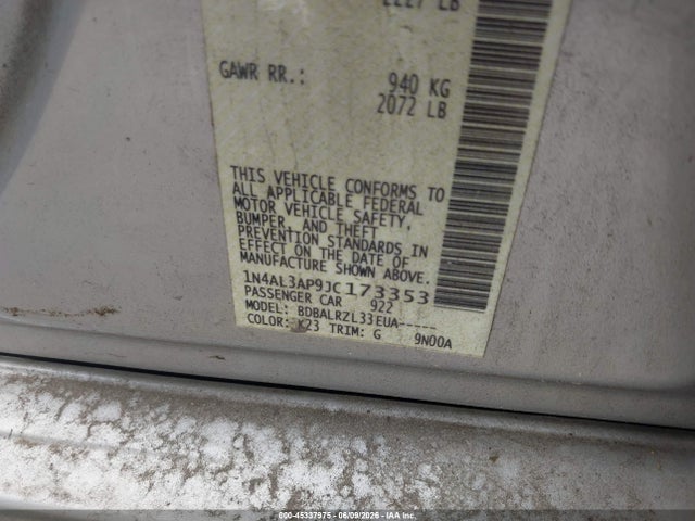 Nissan Altima 2.5 Sl 2018 1N4AL3AP9JC173353 Image 9