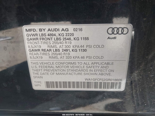 WA1GFCFS2GR018605 Audi Q3 2.0t Premium Plus