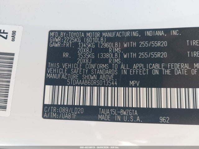 5TDAAAB60RS013544 Lexus Tx 350 Base/350 Premium/350 Luxury