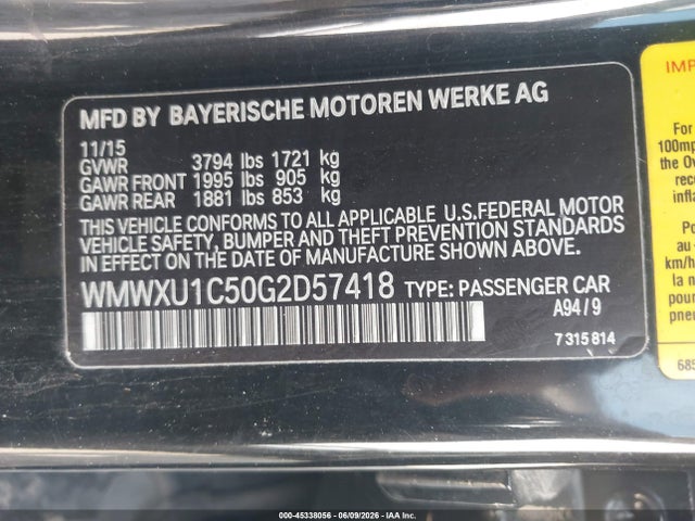 Mini Hardtop Cooper 2016 WMWXU1C50G2D57418 Image 9
