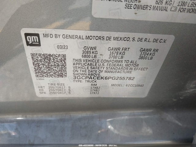 3GCPACEK6PG255782 Chevrolet Silverado 1500 2wd Short Bed Lt