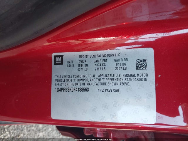 45338099 :رقم المزاد ، 1G4PR5SK9F4188563 vin ، 2015 Buick Verano Convenience Group مزاد بيع