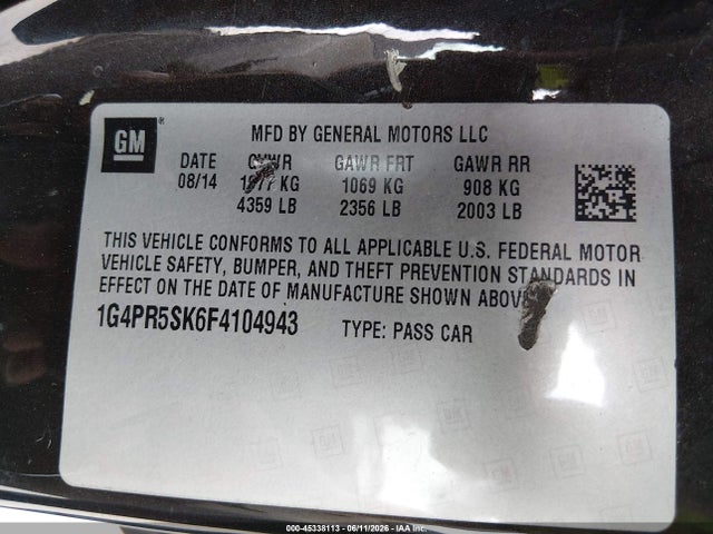 Aukcja sprzedaży 2015 Buick Verano Convenience Group, vin: 1G4PR5SK6F4104943, numer aukcji: 45338113