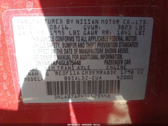 Nissan SENTRA SV 2016 3N1AB7AP4GL675448 Image 9