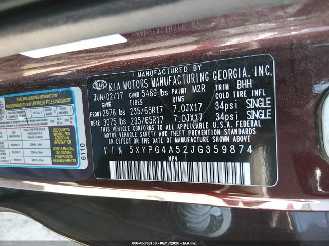 KIA Sorento 3.3l Lx 2018 5XYPG4A52JG359874 Image 9