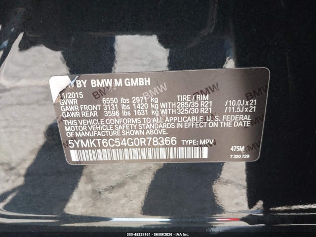 BMW X5 M 2016 5YMKT6C54G0R78366 Image 9