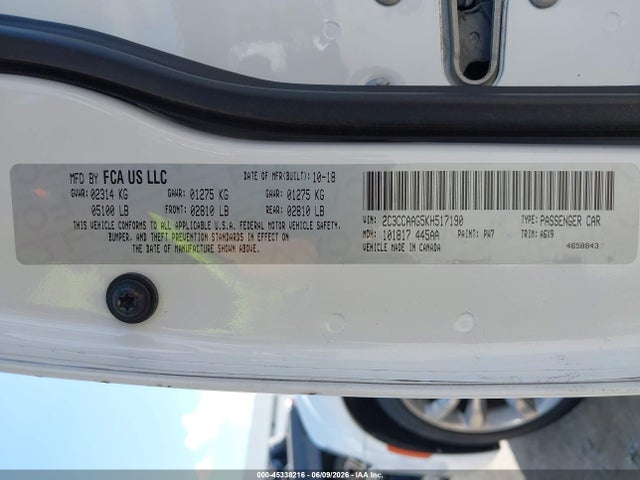 45338216 :رقم المزاد ، 2C3CCAAG5KH517190 vin ، 2019 Chrysler 300 Touring L مزاد بيع