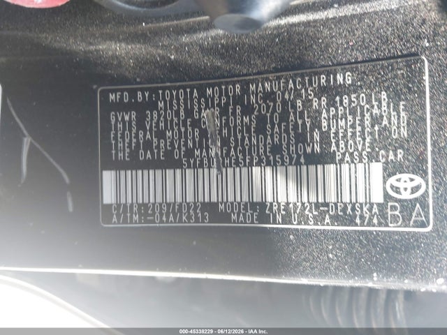 Toyota Corolla S Plus 2015 5YFBURHE5FP315974 Image 9