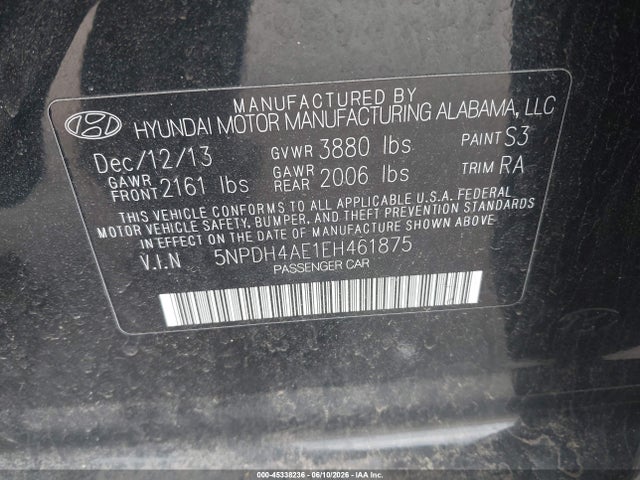 Продаж на аукціоні авто 2014 Hyundai Elantra Se, vin: 5NPDH4AE1EH461875, номер лоту: 45338236