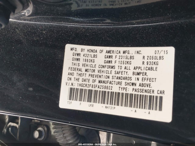 1HGCR2F85FA259602 Honda Accord Ex-l