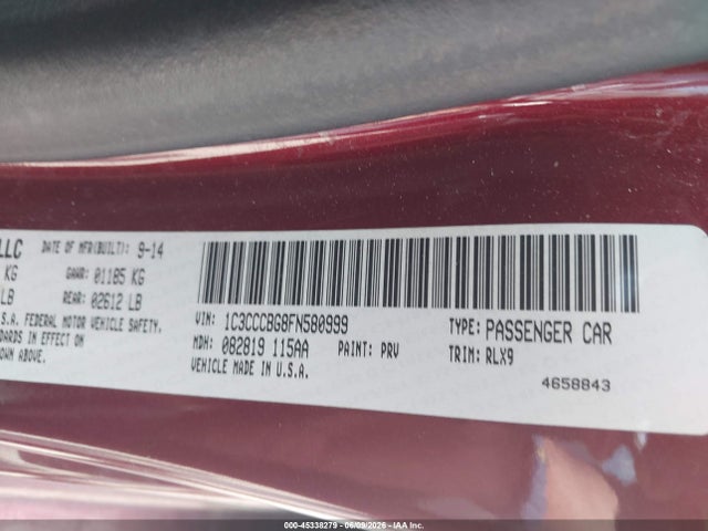 Aukcja sprzedaży 2015 Chrysler 200 S, vin: 1C3CCCBG8FN580999, numer aukcji: 45338279