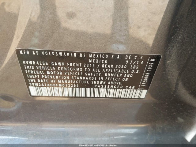 Продажа на аукционе авто 2015 Volkswagen Golf Tdi Sel 4-door, vin: 3VW2A7AU8FM012299, номер лота: 45338287