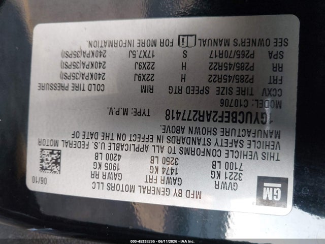 Aukcja sprzedaży 2010 Cadillac Escalade Luxury, vin: 1GYUCBEF2AR277418, numer aukcji: 45338295