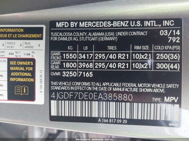 Продажа на аукционе авто 2014 Mercedes-benz Gl 550 4matic, vin: 4JGDF7DE0EA385880, номер лота: 45338310