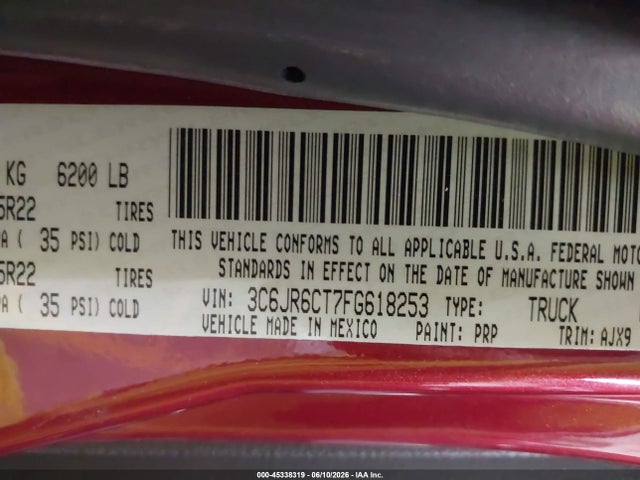RAM 1500 Sport 2015 3C6JR6CT7FG618253 Image 9