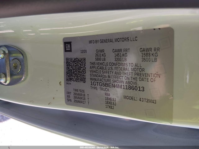 Продаж на аукціоні авто 2021 Gmc Canyon, vin: 1GTG5BEN4M1186013, номер лоту: 45338360
