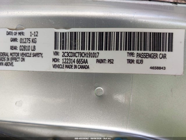 2012 Dodge Charger R/t მანქანა იყიდება აუქციონზე, vin: 2C3CDXCT9CH191017, აუქციონის ნომერი: 45338362