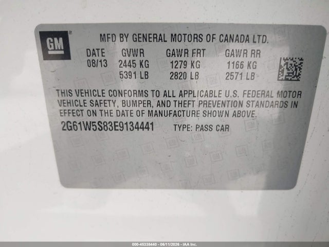 Aukcja sprzedaży 2014 Cadillac Xts Vsport Platinum, vin: 2G61W5S83E9134441, numer aukcji: 45338440