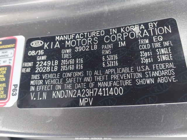 Auction sale of the 2017 Kia Soul, vin: KNDJN2A23H7411400, lot number: 45338454