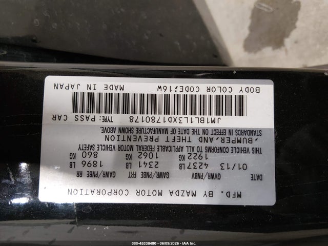 Aukcja sprzedaży 2013 Mazda Mazdaspeed3 Touring, vin: JM1BL1L3XD1780178, numer aukcji: 45338480