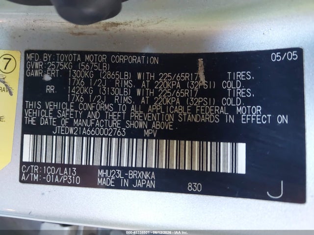 Aukcja sprzedaży 2006 Toyota Highlander Hybrid Limited V6, vin: JTEDW21A660002763, numer aukcji: 45338501