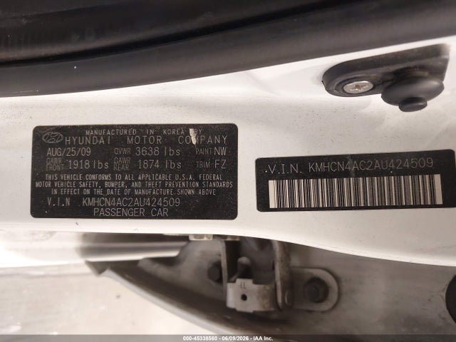 Auction sale of the 2010 Hyundai Accent Gls, vin: KMHCN4AC2AU424509, lot number: 45338560