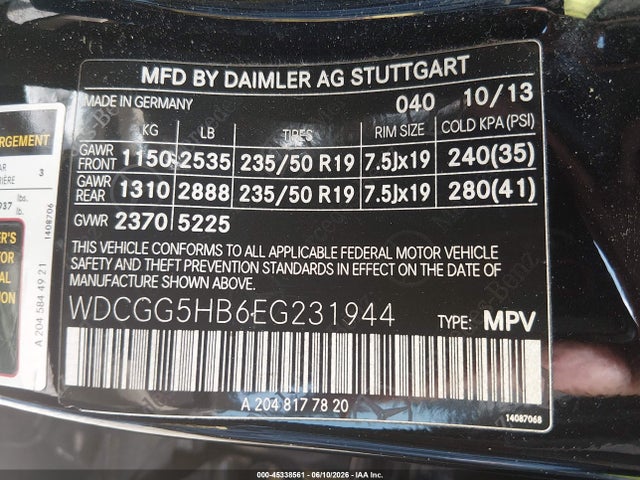 Продажа на аукционе авто 2014 Mercedes-benz Glk 350, vin: WDCGG5HB6EG231944, номер лота: 45338561