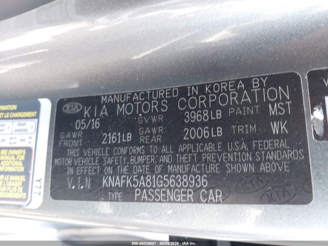KIA FORTE LX 2016 KNAFK5A81G5638936 Image 9