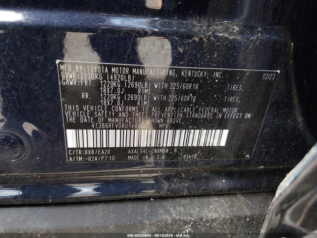 45338604 :رقم المزاد ، 4T3B6RFV0RU148009 vin ، 2024 Toyota Rav4 Hybrid Xle Premium مزاد بيع