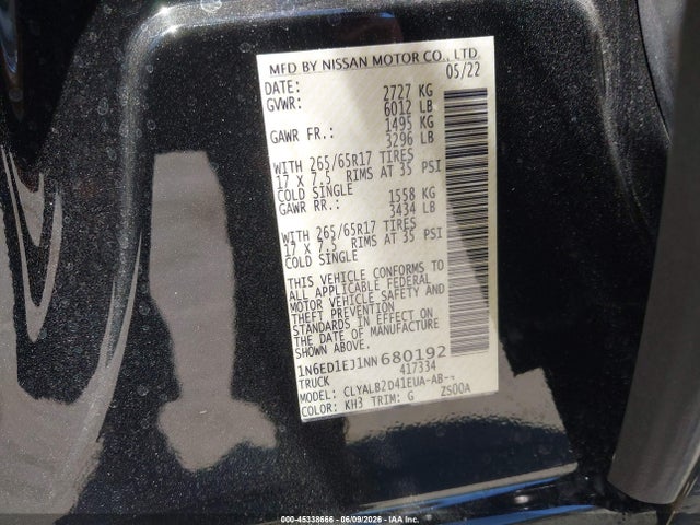 Nissan Frontier Sv 4x2 2022 1N6ED1EJ1NN680192 Image 9