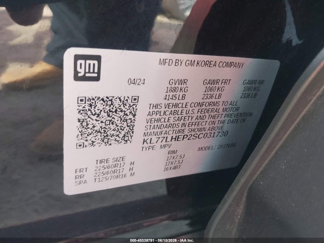 KL77LHEP2SC031730 Chevrolet Trax Fwd Lt