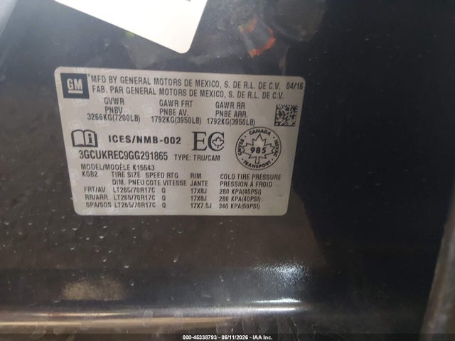Chevrolet Silverado 1500 Lt 2016 3GCUKREC9GG291865 Image 9
