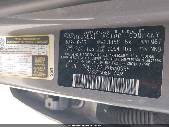 Продажа на аукционе авто 2023 Hyundai Elantra Se, vin: KMHLL4AG1PU550958, номер лота: 45338806