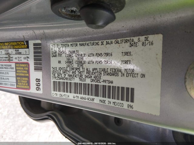 Продажа на аукционе авто 2016 Toyota Tacoma Sr5 V6, vin: 3TMCZ5AN8GM018277, номер лота: 45338815