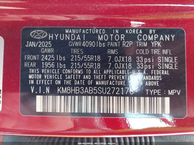 Hyundai Kona Sel 2025 KM8HB3AB5SU272176 Image 9
