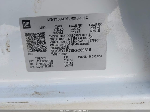 1GC5YLE78RF289516 Chevrolet Silverado 2500hd 4wd Long Bed Work Truck