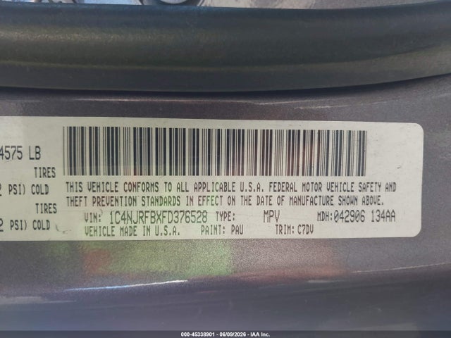 Продажа на аукционе авто 2015 Jeep Patriot Latitude, vin: 1C4NJRFBXFD376528, номер лота: 45338901