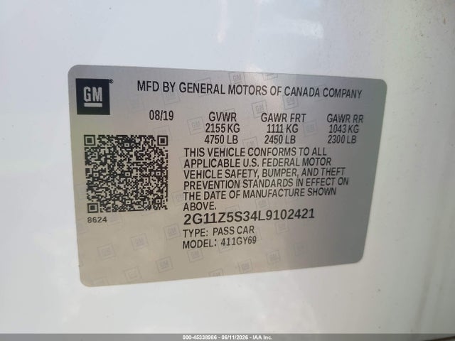 2G11Z5S34L9102421 Chevrolet Impala Fwd Lt