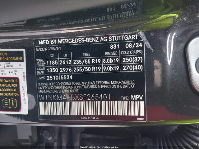 Aukcja sprzedaży 2025 Mercedes-benz Glc 300 4matic Suv, vin: W1NKM4HBXSF265401, numer aukcji: 45338998