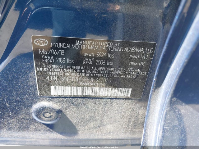 Hyundai ELANTRA SEL 2018 5NPD84LF5JH332070 Image 9