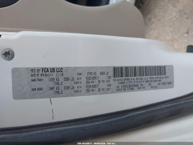 Aukcja sprzedaży 2019 Dodge Grand Caravan Sxt, vin: 2C4RDGCG6KR580408, numer aukcji: 45339073