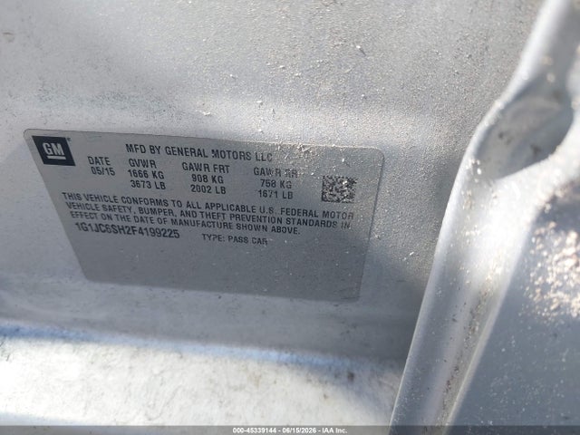 45339144 :رقم المزاد ، 1G1JC6SH2F4199225 vin ، 2015 Chevrolet Sonic Lt Auto مزاد بيع