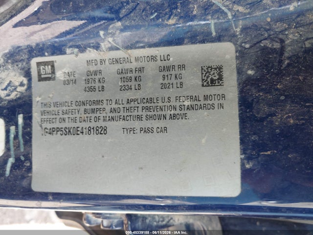 Auction sale of the 2014 Buick Verano, vin: 1G4PP5SK0E4181828, lot number: 45339188