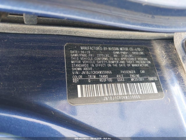 JN1BJ1CR0KW339866 Nissan Rogue Sport S