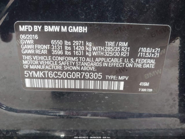 Продажа на аукционе авто 2016 Bmw X5 M, vin: 5YMKT6C50G0R79305, номер лота: 45339212
