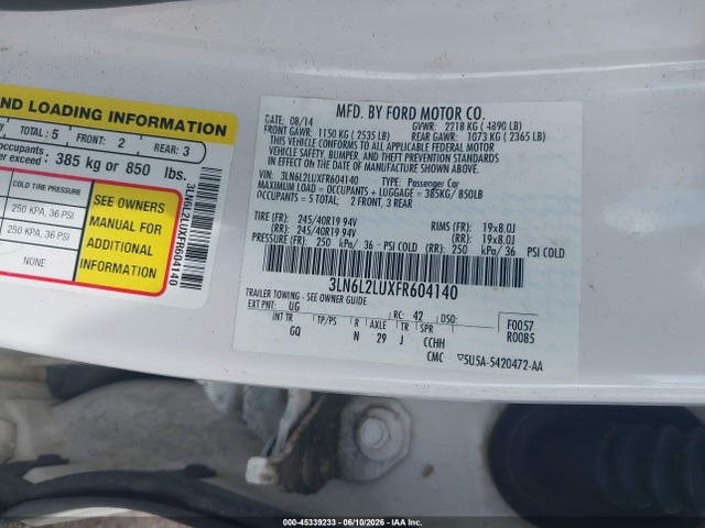 Aukcja sprzedaży 2015 Lincoln Mkz Hybrid, vin: 3LN6L2LUXFR604140, numer aukcji: 45339233